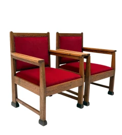 1920s Art Deco Lounge Chairs by Architect Schubad, Solid Oak & Velvet